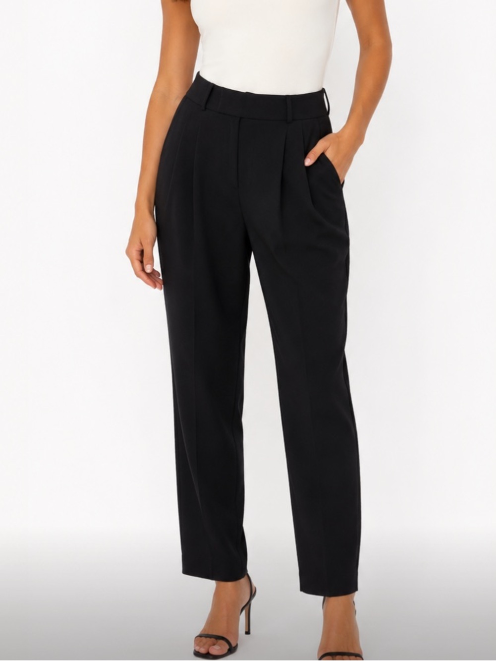 Helmut lang black tailored angora high rise pleated trousers workwear sz 0